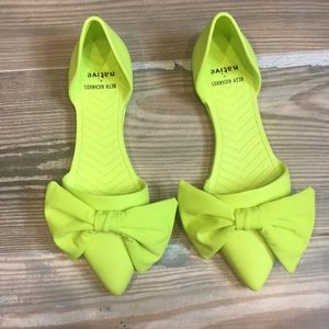Native neon yellow flats with bow